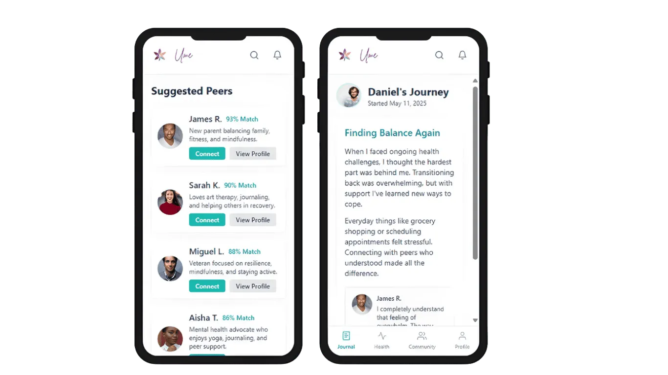 A peer group conversation in the Arias app
